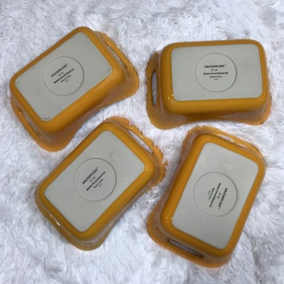 NWOT Set of 4 Rachael Ray Yellow Rectangular 12oz Handled Pan Dish Set - Picture 6 of 10